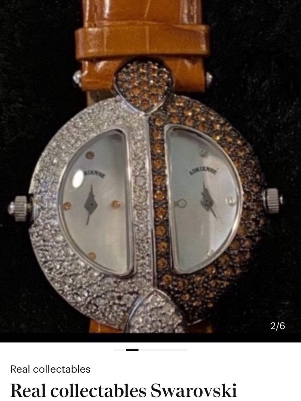 Swarovski Two-Tone Crystal Dual-Dial Women's Necklace Watch in Brown and Silver